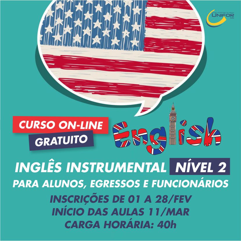 UNIFOR-MG OFERECE CURSO DE INGLÊS INSTRUMENTAL GRATUITO NÍVEL 2 PARA ALUNOS, EGRESSOS E FUNCIONÁRIOS