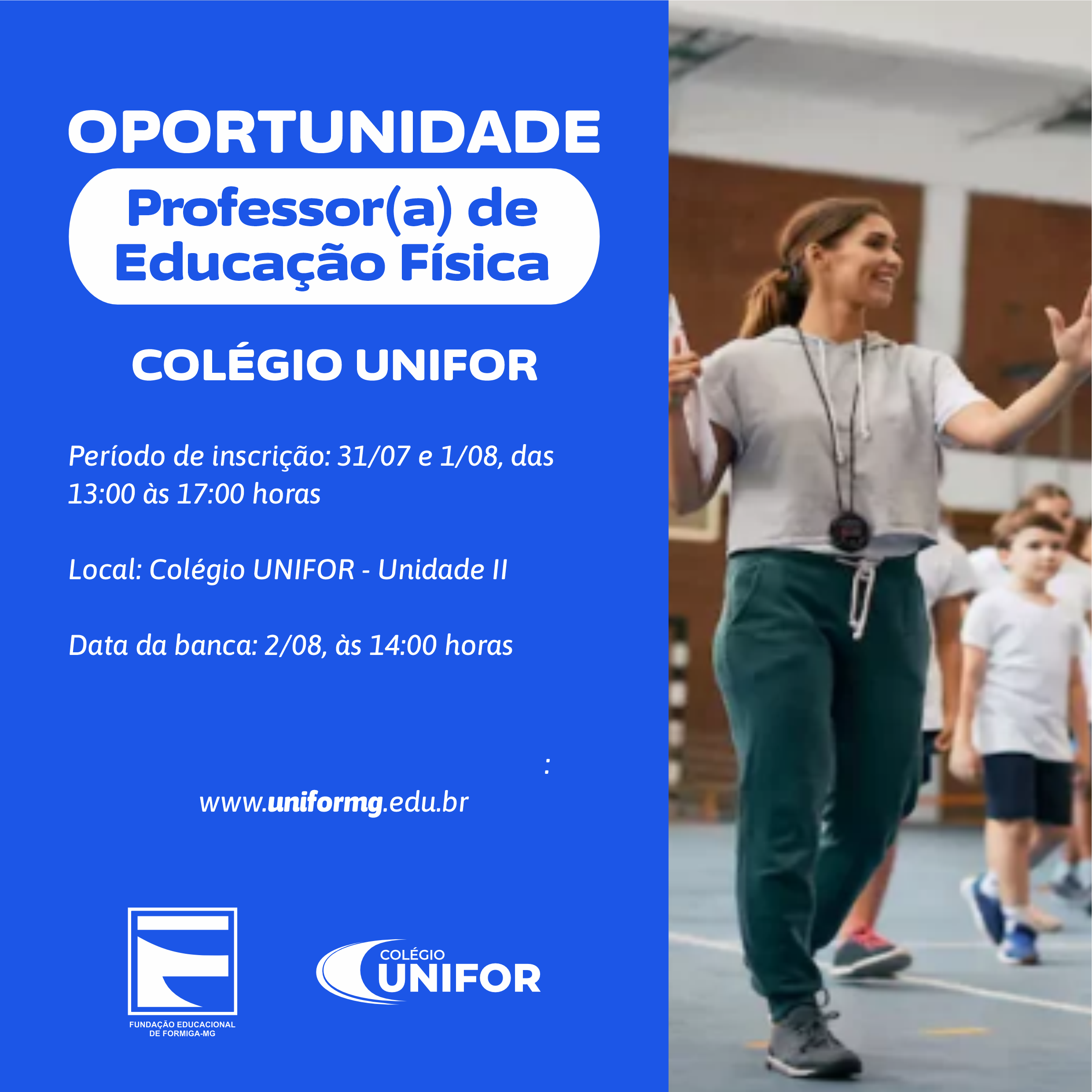 COLÉGIO UNIFOR DIVULGA PROCESSO SELETIVO PARA ADMISSÃO DE PROFESSORES