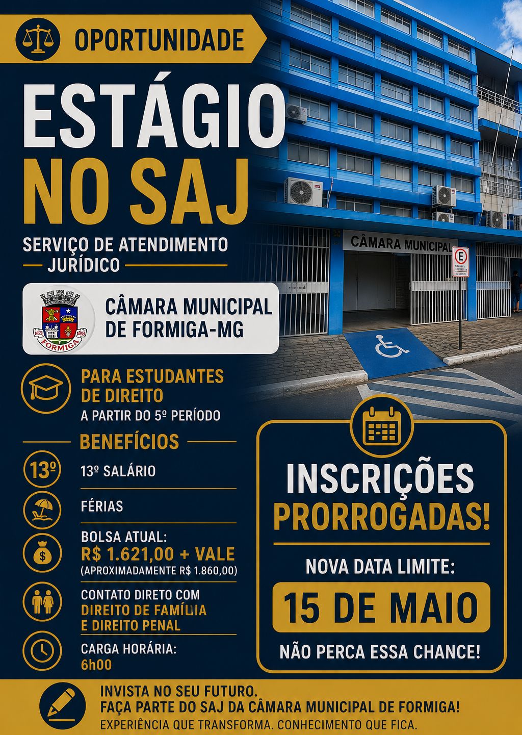 UNIFOR-MG DIVULGA ADITIVO AO PROCESSO SELETIVO DE ESTAGIÁRIOS PARA CÂMARA MUNICIPAL DE FORMIGA-MG
